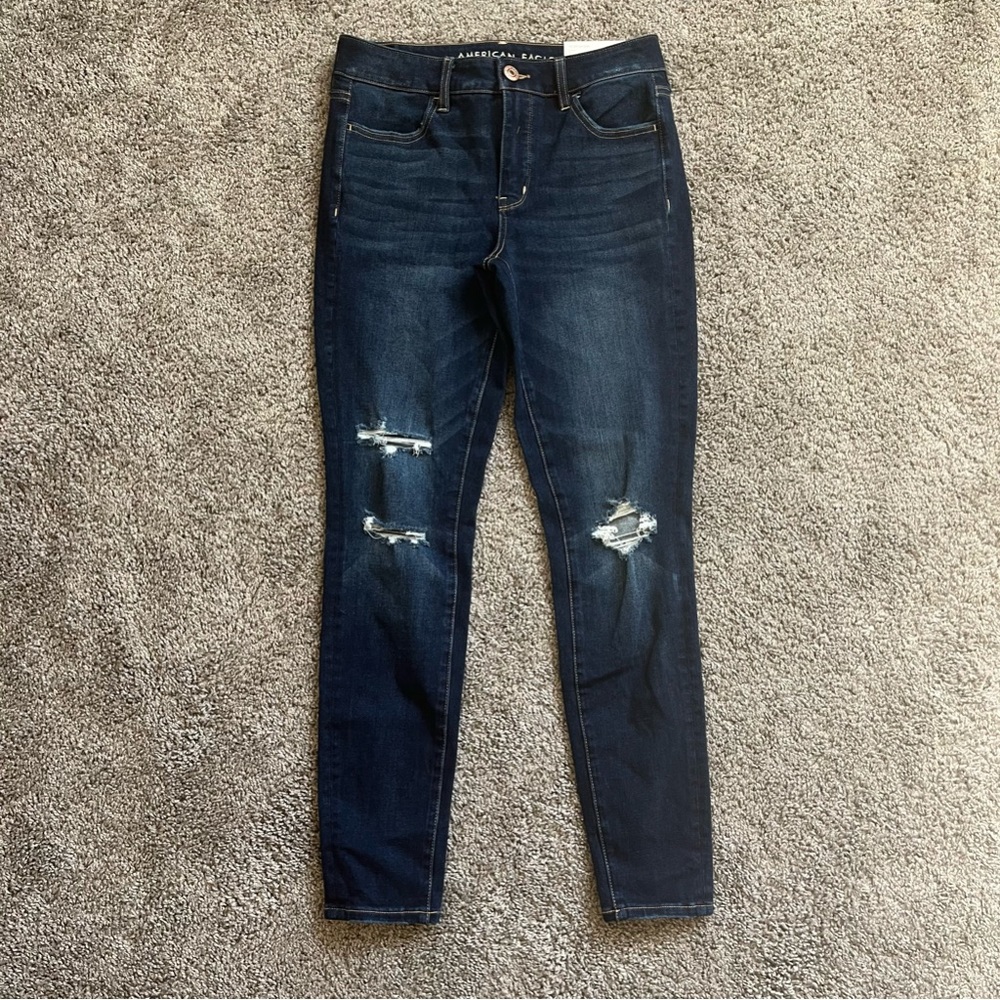 American Eagle The Dream Jean Jegging Blue Distressed Women’s Sz 6 NWT